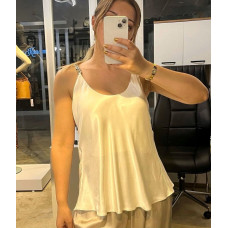 Zincir Askılı Saten Bluz