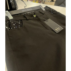 Siyah Likralı Pul İşleme Detaylı Pantolon