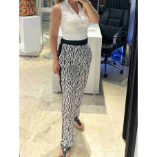 Desenli Viskon Dökümlü Pantolon