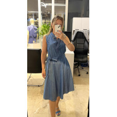 Denim Kemerli Elbise