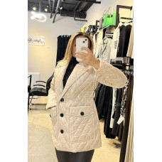 Bej Cepli Şişme Kısa Mont