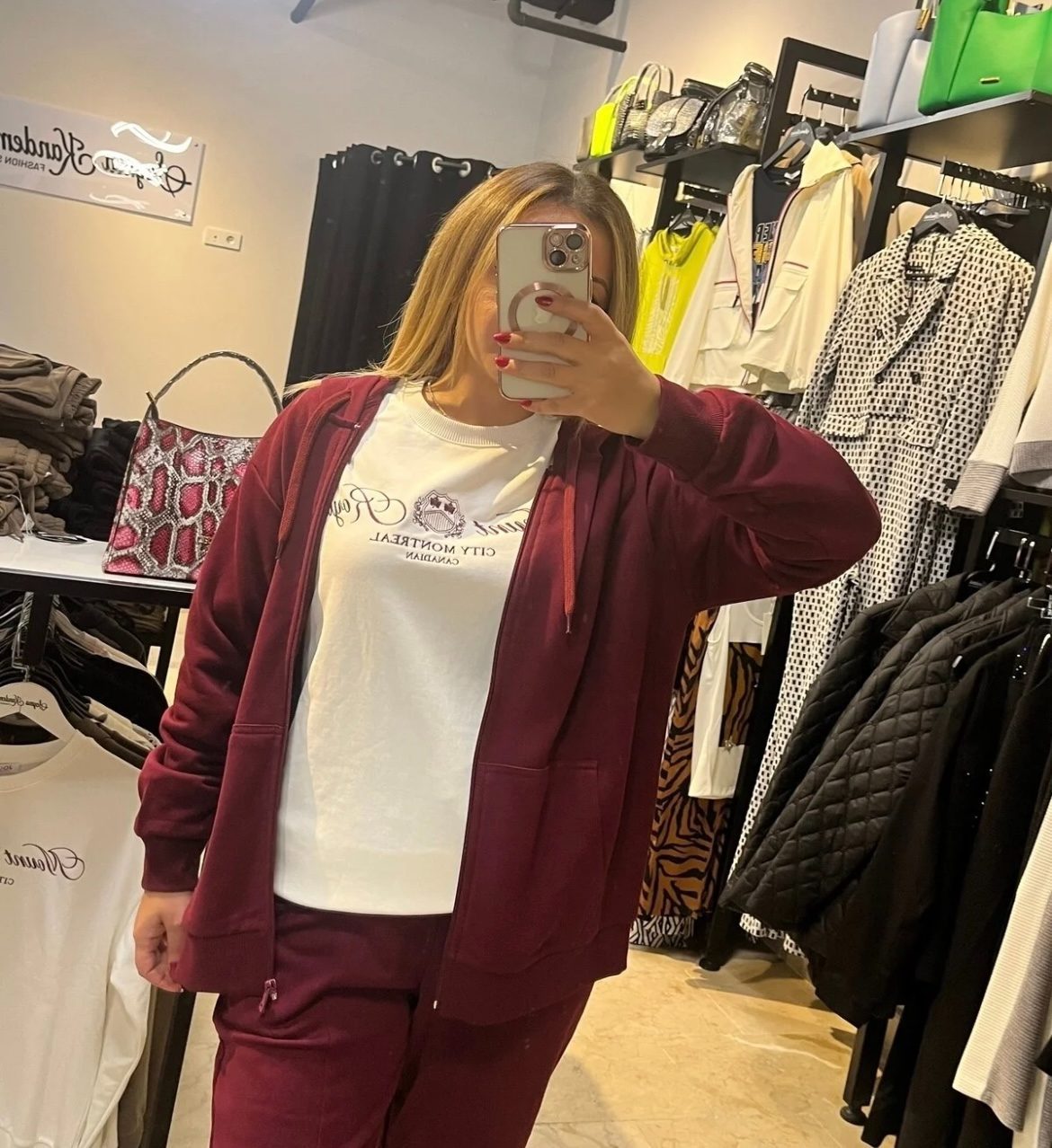 Bordo Kapüşonlu Fermuarlı Sweat