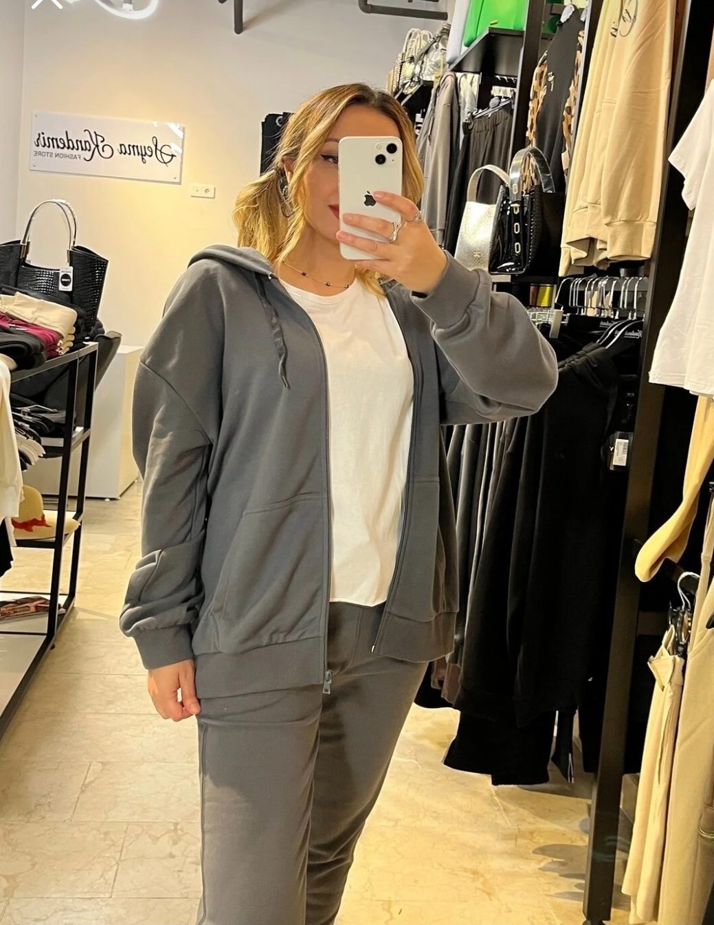 Füme Kapüşonlu Sweat