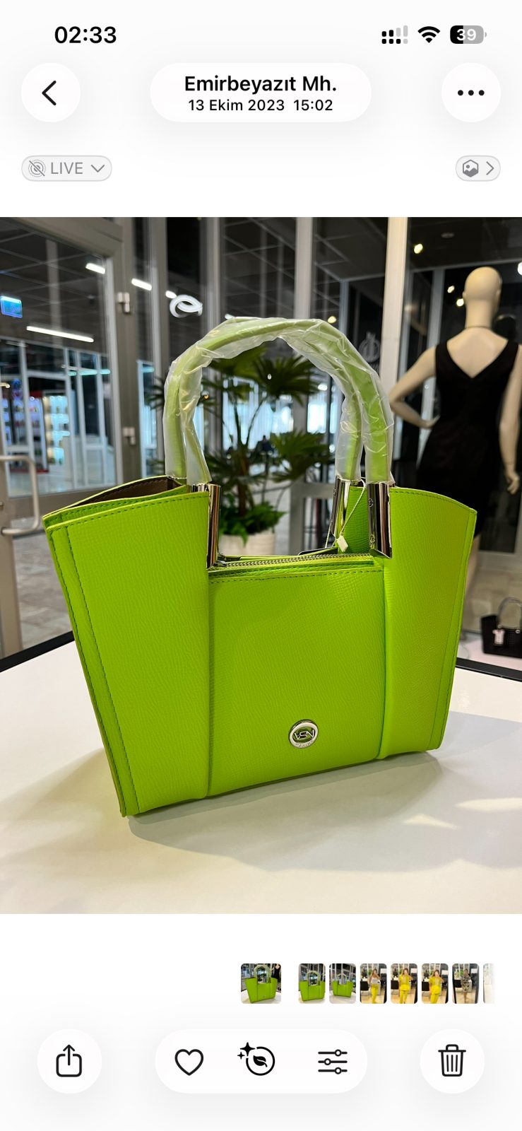 Yeşil Orta Boy El ve Omuz Çantası