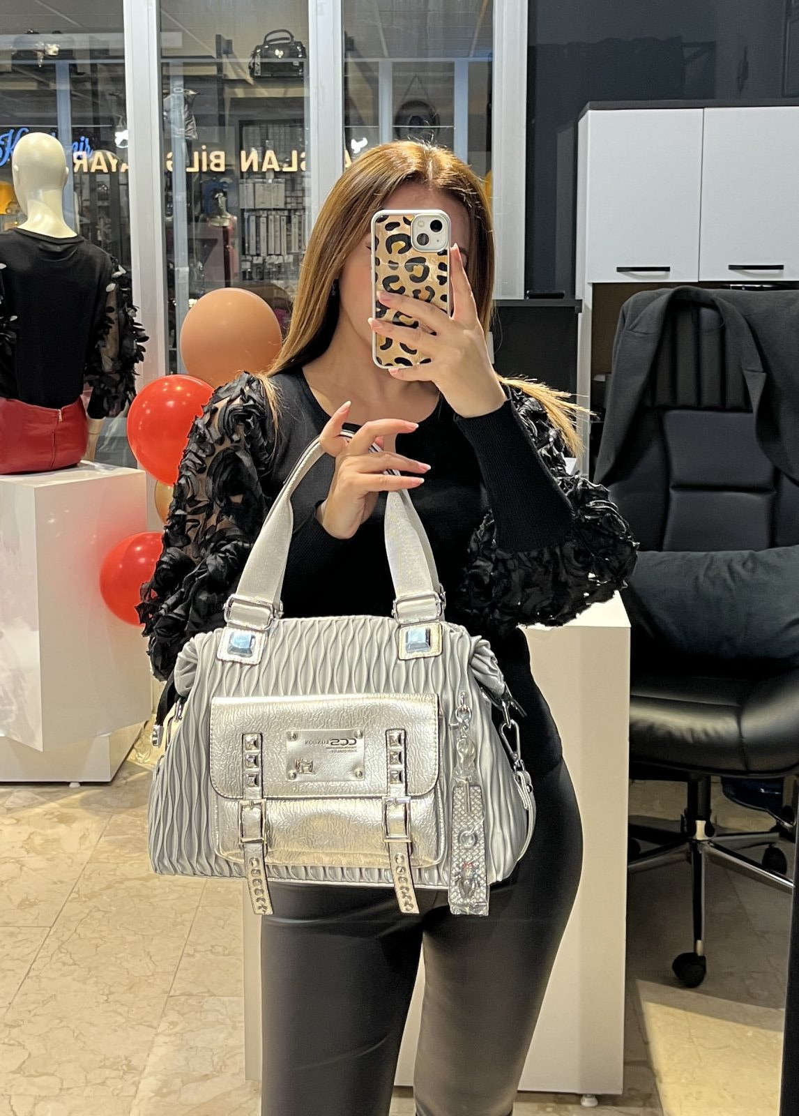 Gümüş Kemerli Omuz ve Kol Çantası