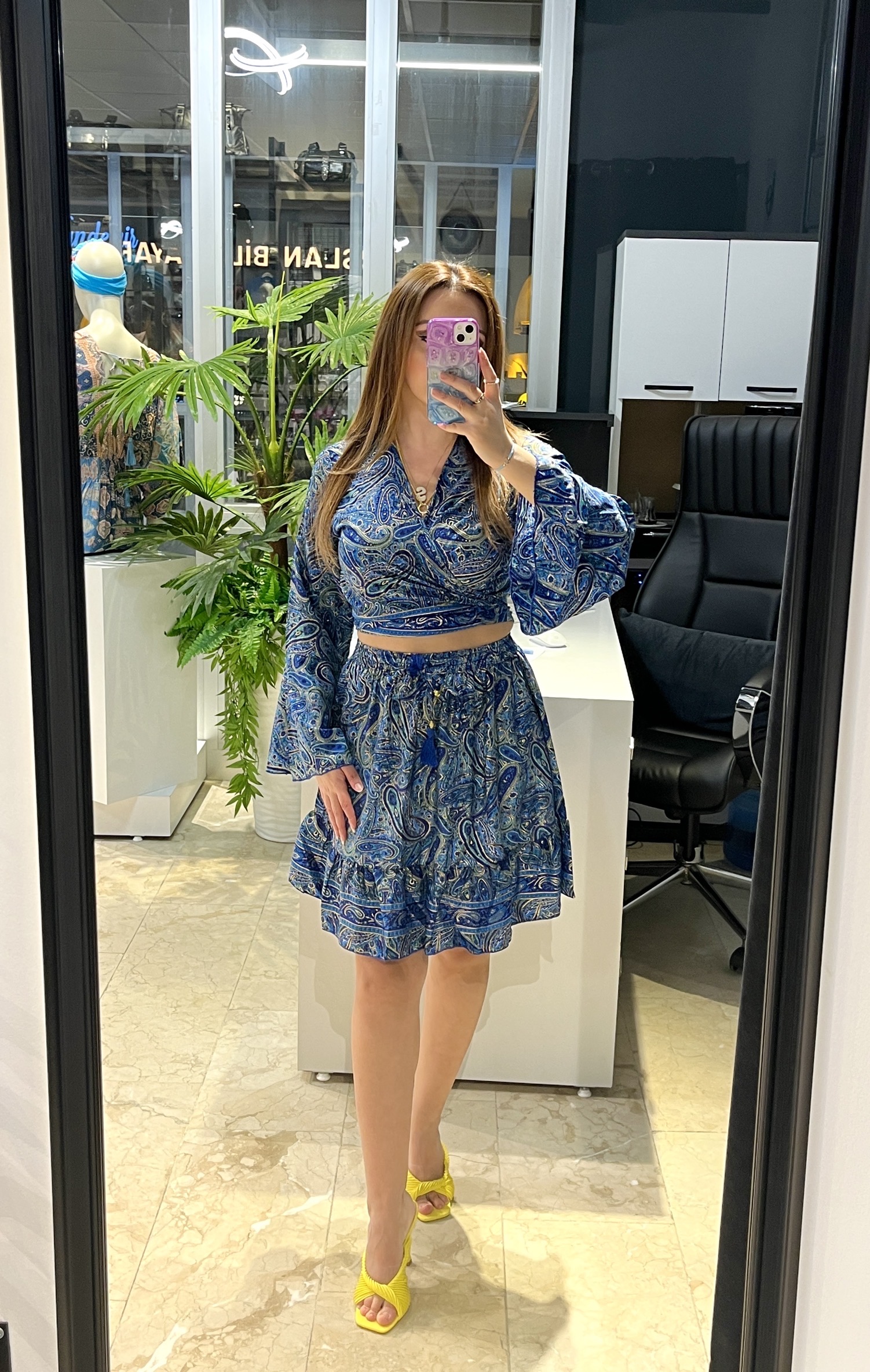 Kruvaze Bluz Etek İkili Takım