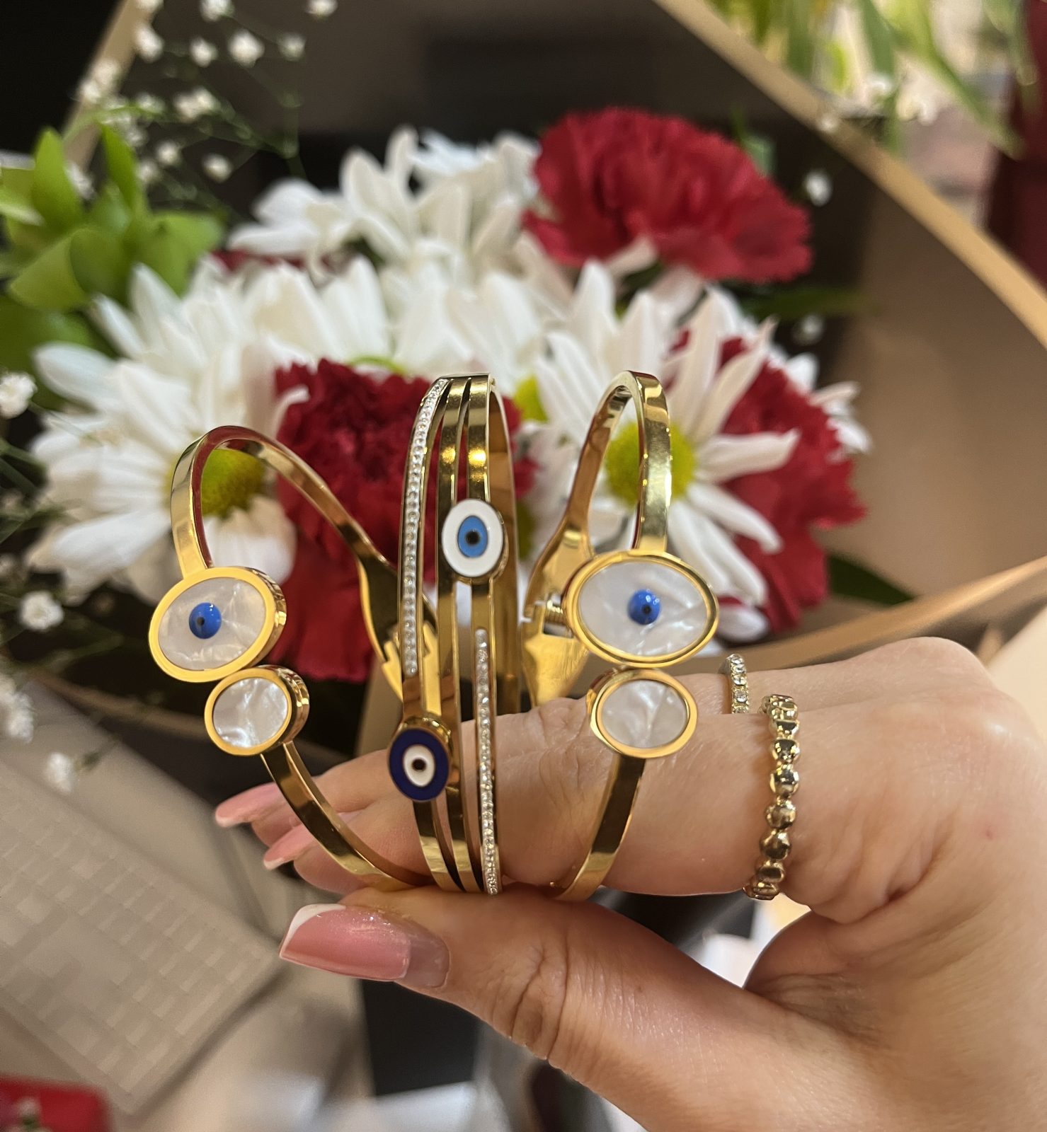 Nazar Gözlü Çelik Bileklik