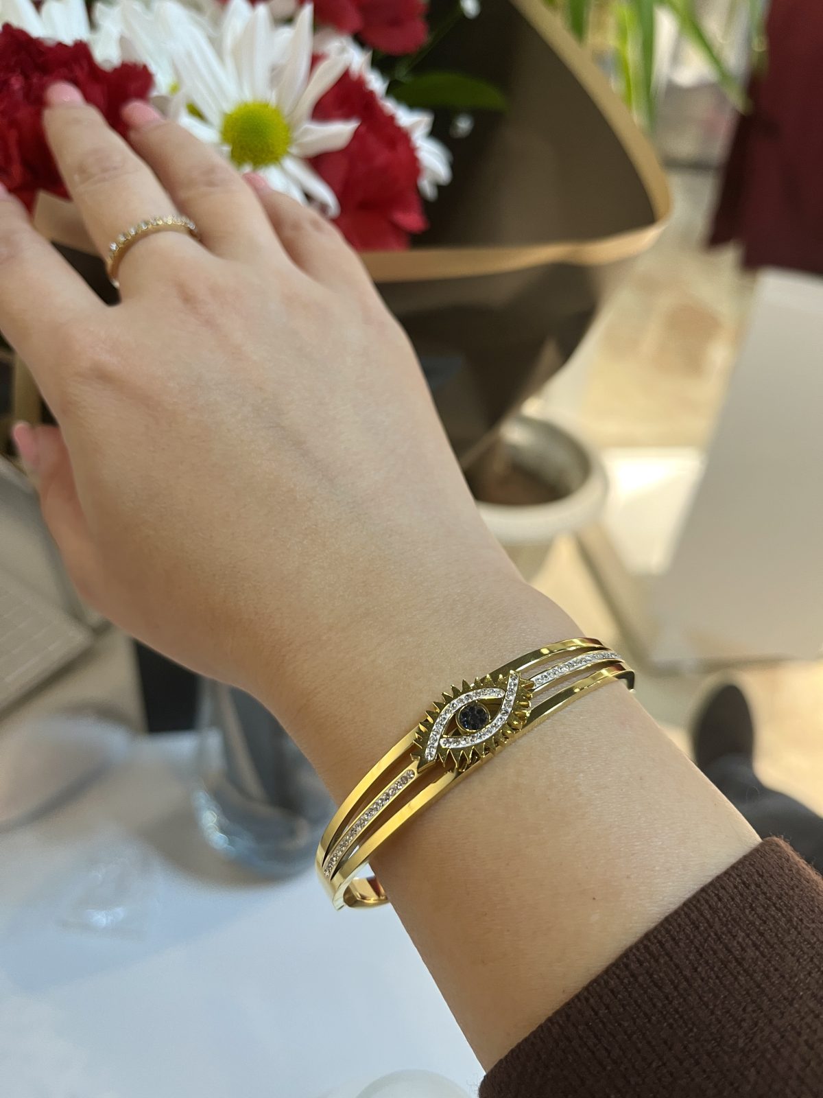 Nazar Göz Detaylı Çelik Bileklik