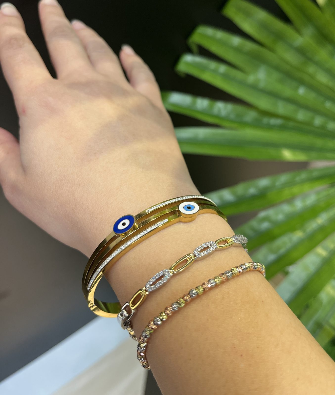 Taş Detaylı Çelik Bileklik